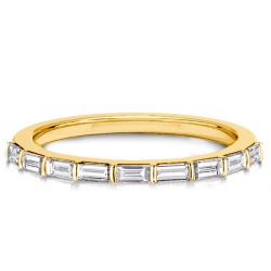 Italo White Baguette Half Eternity Wedding Band Stacking Ring