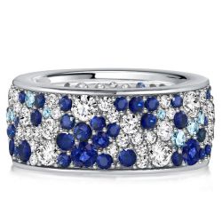 Italo Blue Sapphire Multi Row Eternity Wedding Band Classic Band