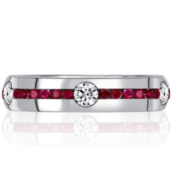 Italo Ruby Sapphire Wedding Band Ring Eternity Wedding Band