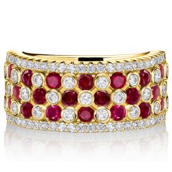 Italo White & Ruby Sapphire Multi Row Wedding Band For Women