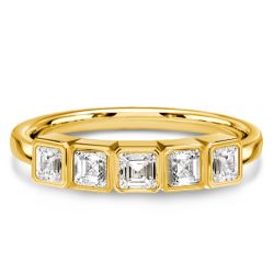 Bezel Setting Asscher Cut Five Stone Wedding Band Classic