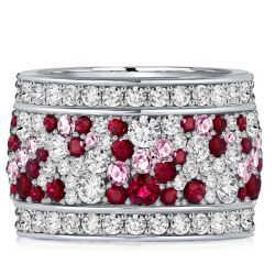 Italo Ruby Band Ring Multi Row Eternity Wedding Band For Women