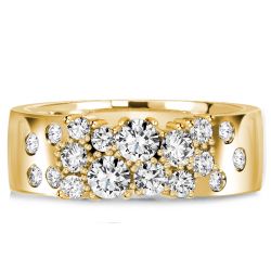 Italo Golden Round Cut White Sapphire Wedding Band In Sterling Silver