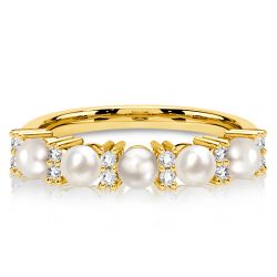 Italo Pearl Band Ring Pearl Half Eternity Wedding Band