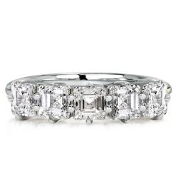 Italo Asscher Cut Half Eternity Wedding Band In Sterling Silver