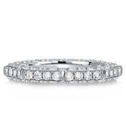Italo Triple Row Pave Wedding Band Octagon Ring For Women