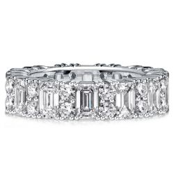 Italo Round & Emerald Cut Eternity Band Station Band Ring