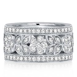 Italo White Sapphire Floral Eternity Band In Sterling Silver