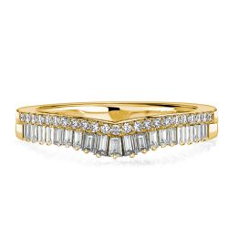 Italo Crown Design Baguette Curved Wedding Ring