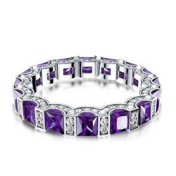 Italo Princess Cut Amethyst Ring Unique Eternity Band Ring