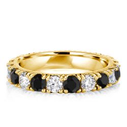 Italo Golden White & Black Wedding Band For Women