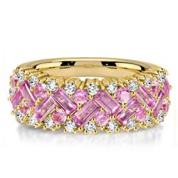 Italo Golden Pink Ring Baguette Half Eternity Band