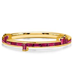Italo Golden Ruby Ring Baguette Cut Wedding Band For Women