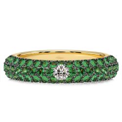 Italo Unique Micro Pave Emerald Sapphire Wedding Band