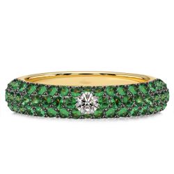 Italo Unique Pave Emerald Sapphire Wedding Band