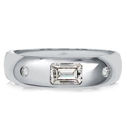 Italo Flush Setting Emerald Cut Band Ring In Sterling Silver