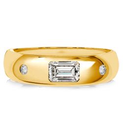 Italo Flush Setting Emerald Cut Band Ring In Sterling Silver