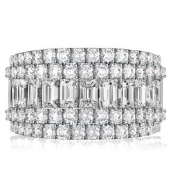 Italo Baguette Cut White Sapphire Anniversary Band For Women