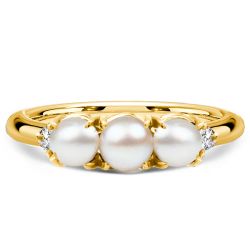 Italo Golden Pearl Ring Round Cut Anniversary Band For Women