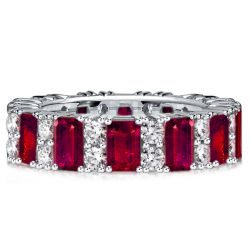 Italo Ruby Ring Emerald Cut Wedding Band Station Band Ring
