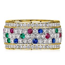 Italo Ruby Emerald Band Ring Eternity Anniversary Band Vintage