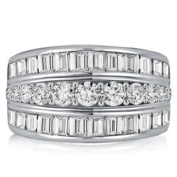 Italo Triple Row White Sapphire Wedding Band Anniversary Band