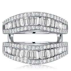 Italo Baguette Cut Enhancer Wedding Band Sterling Silver Rings