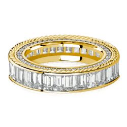 Italo Rope Edge Baguette Cut Eternity Wedding Band Anniversary