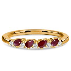 Italo Ruby Pear Cut Half Eternity Wedding Band For Women