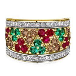 Italo Multi Color Half Eternity Band Anniversary Rings