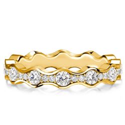 Italo Round Cut Wave Eternity Band Wedding Rings For Women