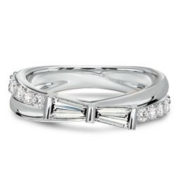 Italo Tap Baguette Crossover Wedding Band Anniversary Rings