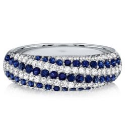 Italo White & Blue Sapphire Swirl Wedding Band Anniversary Rings