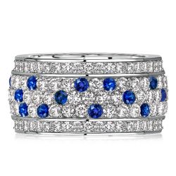 Italo Micro Pave Setting Blue & White Sapphire Eternity Band