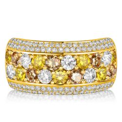 Italo Golden Multi Color Half Eternity Band Anniversary Rings