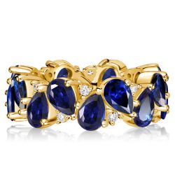 Italo Blue Sapphire Pear Shaped Eternity Band Anniversary Rings