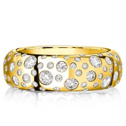Italo Golden Flush Setting Half Eternity Wedding Band