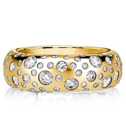 Italo Golden Flush Setting Half Eternity Wedding Band