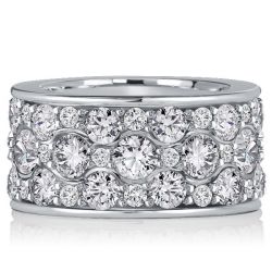 Italo Paved Round Cut Stack Eternity Wedding Band