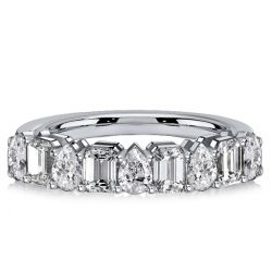 Italo Emerald & Pear Shaped Half Eternity Wedding Rings