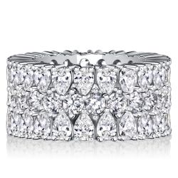 Italo Round Cut Pear Shaped Multi Row Band Anniversary Rings