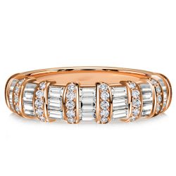 Italo Channel Set Baguette Cut Half Eternity Band Anniversary Ring