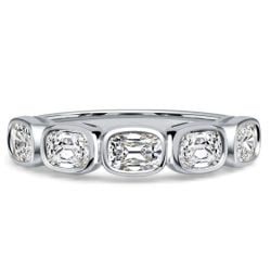 Italo Bezel Set Five Stone Cushion Cut Half Eternity Wedding Band For Women
