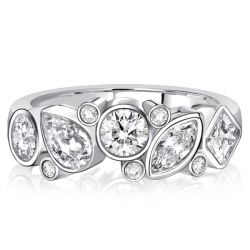Italo Bezel Setting Multi Shape Half Eternity Band Anniversary