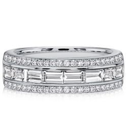 Italo Channel Set Emerald Cut Half Eternity Wedding Band