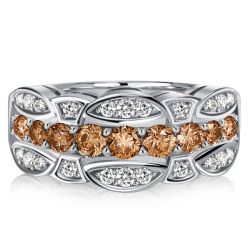 Italo Champagne Sapphire Half Eternity Multi Row Band