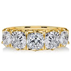 Italo 5 Stone Cushion Cut Half Eternity Band Anniversary Rings