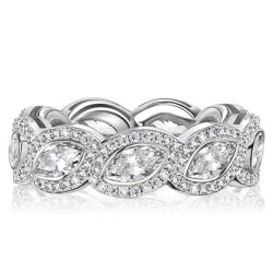 Italo Halo Marquise Cut Eternity Wedding Band For Women