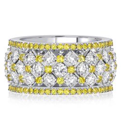 Italo Yellow Topaz & White Sapphrie Eternity Multi Row Band