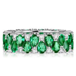 Italo Emerald Sapphrie Pear Shaped Eternity Wedding Band